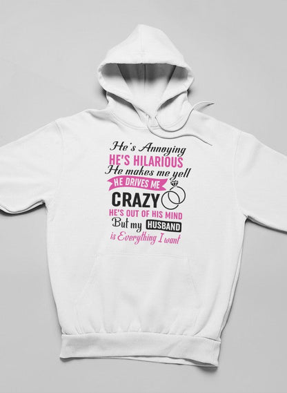 My Husband Is Everything I Want Hoodie shopmerchmallow Virgin Teez - Black Hoodie