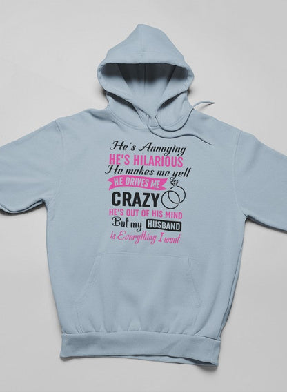 My Husband Is Everything I Want Hoodie shopmerchmallow Virgin Teez - Black Hoodie