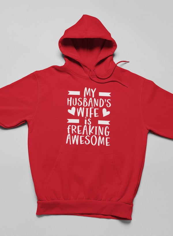 My Husband's Wife Is Freaking Awesome Hoodie shopmerchmallow Virgin Teez - Black Hoodie