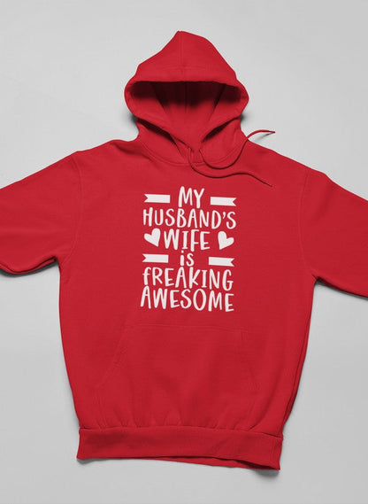 My Husband's Wife Is Freaking Awesome Hoodie shopmerchmallow Virgin Teez - Black Hoodie