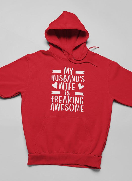 My Husband's Wife Is Freaking Awesome Hoodie shopmerchmallow Virgin Teez - Black Hoodie