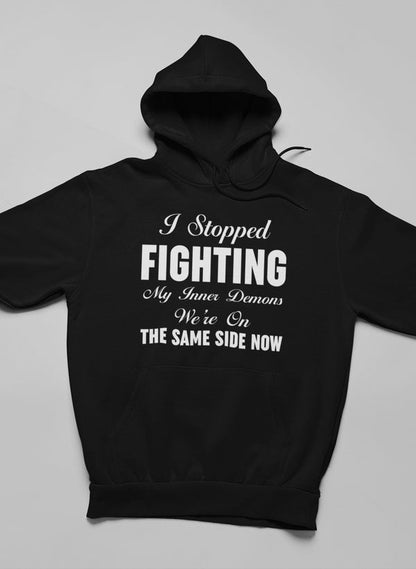 I Stopped Fighting My Inner Hoodie shopmerchmallow Virgin Teez - Black Hoodie