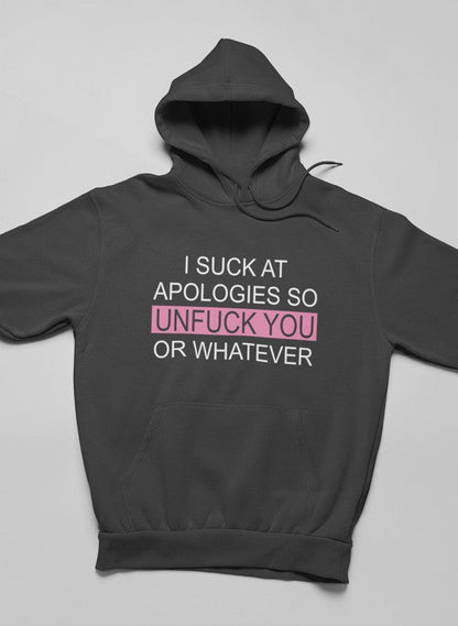I Suck At Apologies Hoodie shopmerchmallow Virgin Teez - Black Hoodie