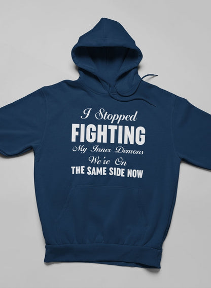 I Stopped Fighting My Inner Hoodie shopmerchmallow Virgin Teez - Black Hoodie