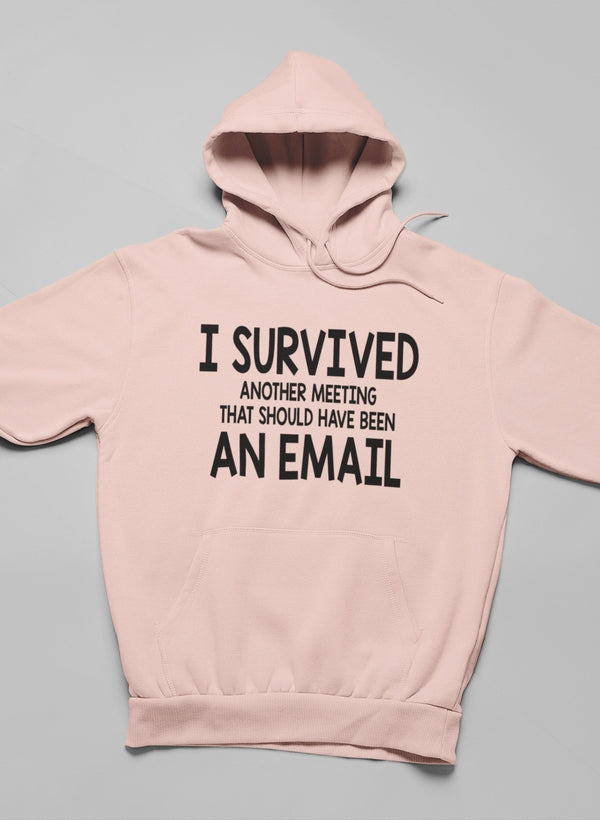 I Survived Another Meeting Hoodie shopmerchmallow Virgin Teez - Black Hoodie