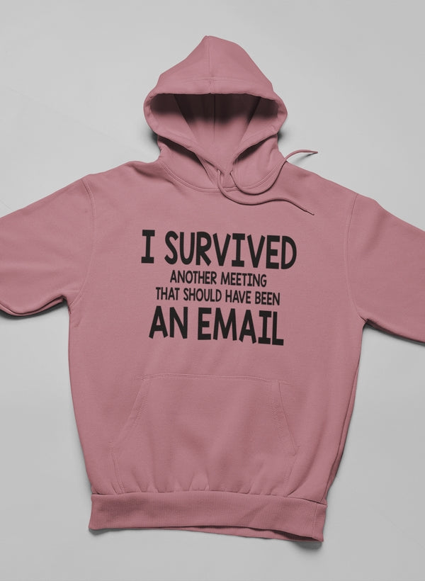 I Survived Another Meeting Hoodie shopmerchmallow Virgin Teez - Black Hoodie