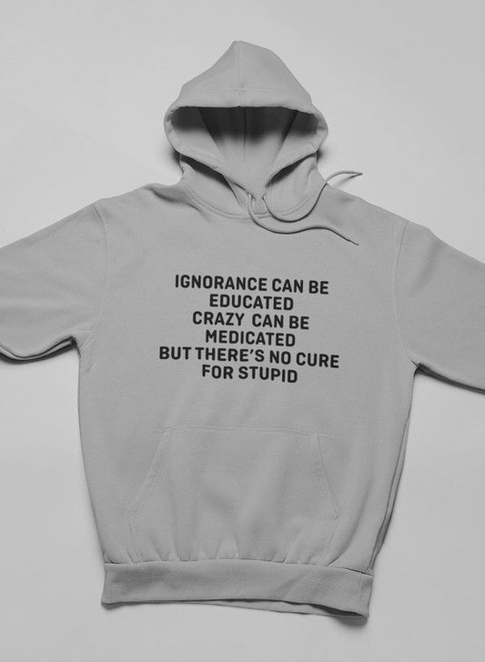 No Cure For Stupid Hoodie shopmerchmallow Virgin Teez - Black Hoodie