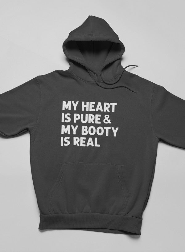 My Heart Is Pure & My Booty Is Real Hoodie shopmerchmallow Virgin Teez - Black Hoodie