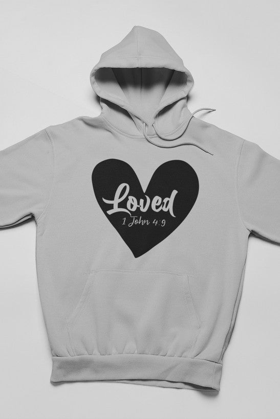 Loved 1 John 4:9 Hoodie shopmerchmallow Virgin Teez - Black Hoodie