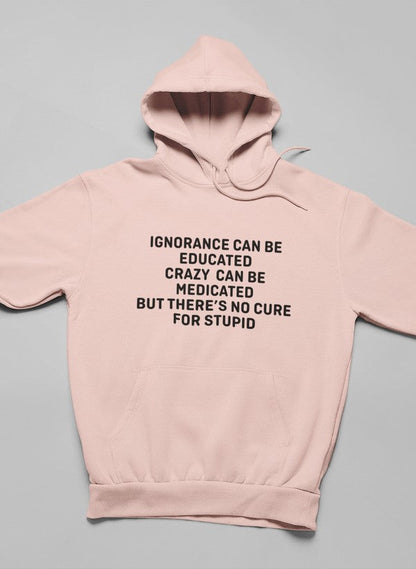 No Cure For Stupid Hoodie shopmerchmallow Virgin Teez - Black Hoodie