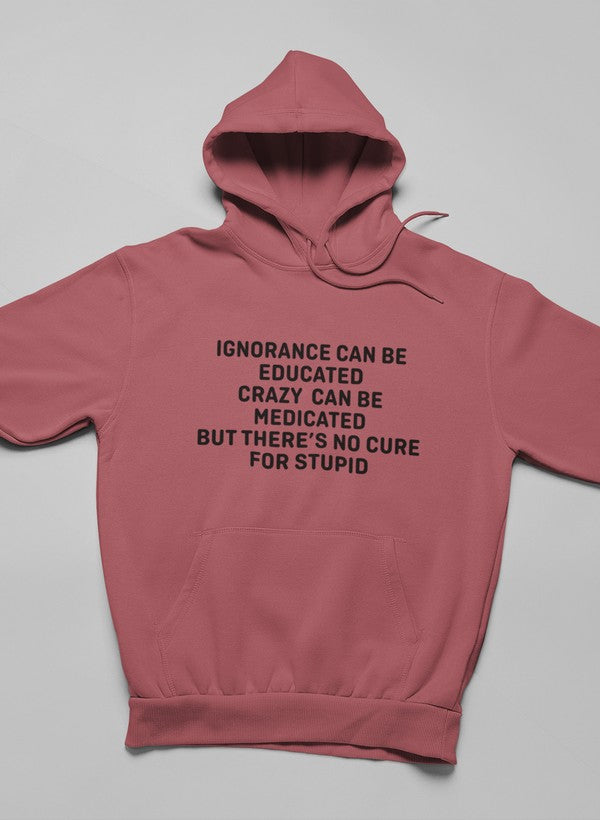 No Cure For Stupid Hoodie shopmerchmallow Virgin Teez - Black Hoodie