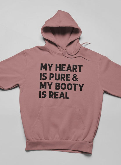 My Heart Is Pure & My Booty Is Real Hoodie shopmerchmallow Virgin Teez - Black Hoodie