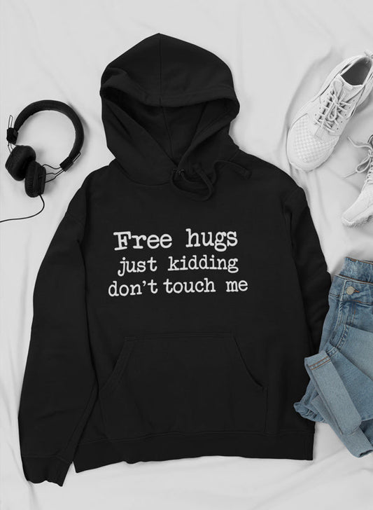 Free Hugs Hoodie shopmerchmallow Virgin Teez - Black Hoodie