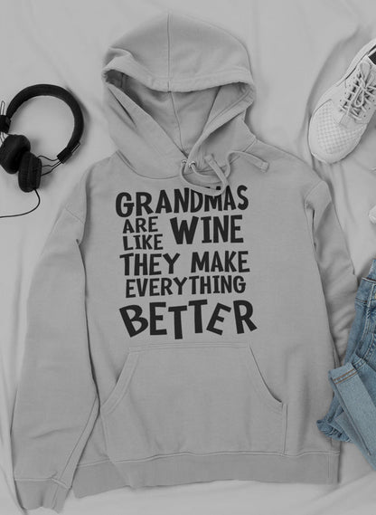 Grandmas Are Like Wine They Make Everything Better Hoodie shopmerchmallow Virgin Teez - Black Hoodie