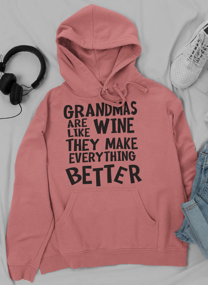 Grandmas Are Like Wine They Make Everything Better Hoodie shopmerchmallow Virgin Teez - Black Hoodie