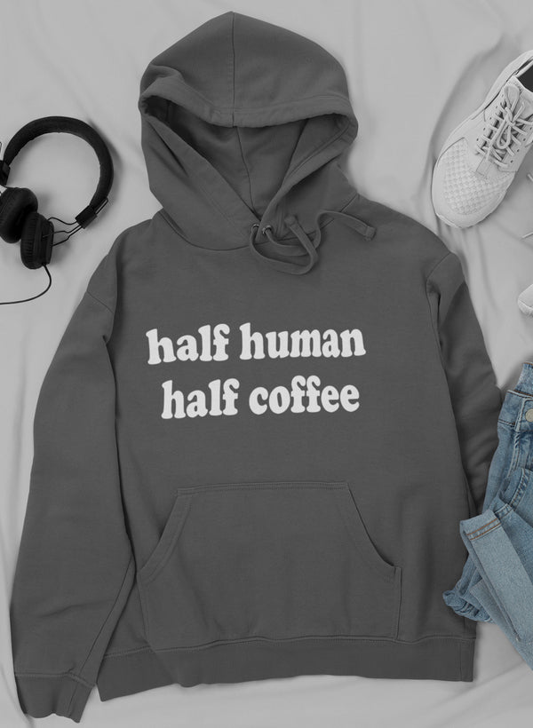 Half Human Half Coffee Hoodie shopmerchmallow Virgin Teez - Black Hoodie
