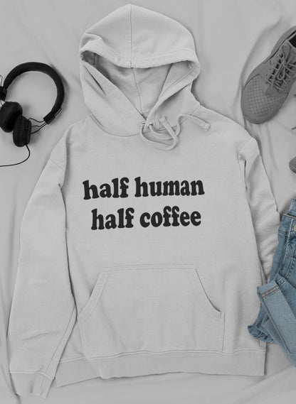 Half Human Half Coffee Hoodie shopmerchmallow Virgin Teez - Black Hoodie
