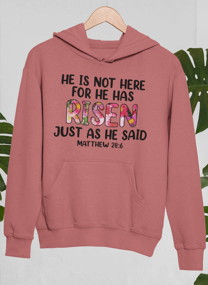 He Is Not Here For He Has Risen Hoodie shopmerchmallow Virgin Teez - Black Hoodie