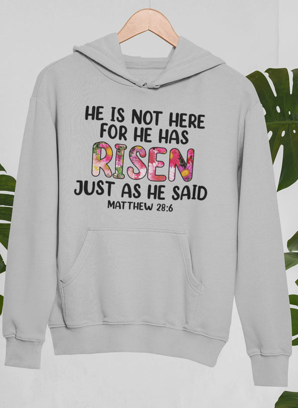 He Is Not Here For He Has Risen Hoodie shopmerchmallow Virgin Teez - Black Hoodie