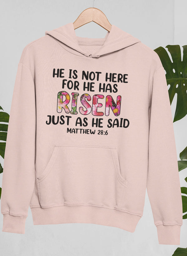 He Is Not Here For He Has Risen Hoodie shopmerchmallow Virgin Teez - Black Hoodie