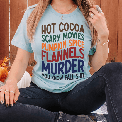 Hot Cocoa Scary Movies Pumpkin Spice Flannels T-Shirt