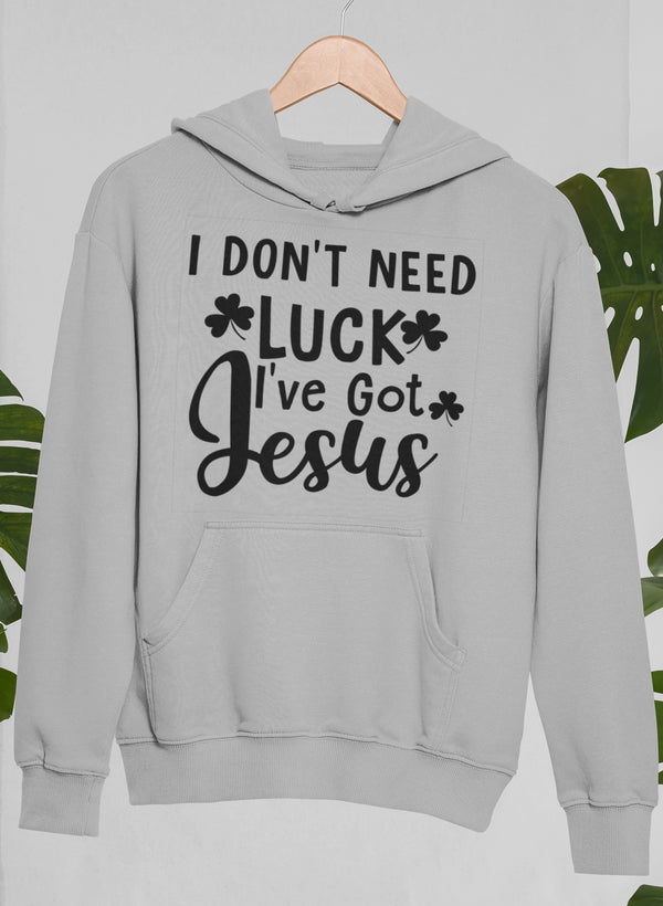 I Don't Need Luck I've Got Jesus Hoodie shopmerchmallow Virgin Teez - Black Hoodie