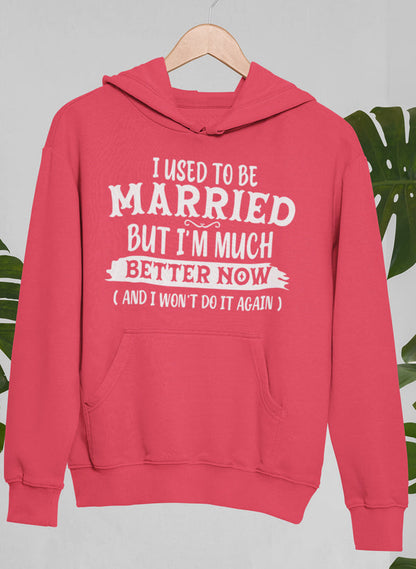 I Used To Be Married But I'm Much Better Now And I Won't Do It Again Hoodie shopmerchmallow Virgin Teez - Black Hoodie