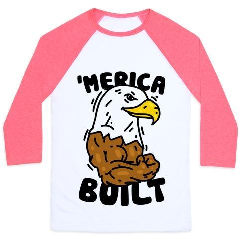 'MERICA BUILT UNISEX CLASSIC BASEBALL TEE shopmerchmallow 'MERICA BUILT UNISEX CLASSIC BASEBALL TEE
