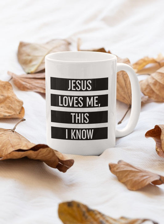 Jesus Loves Me This I Know Mug shopmerchmallow Virgin Teez  - A Future Wars Story Mug
