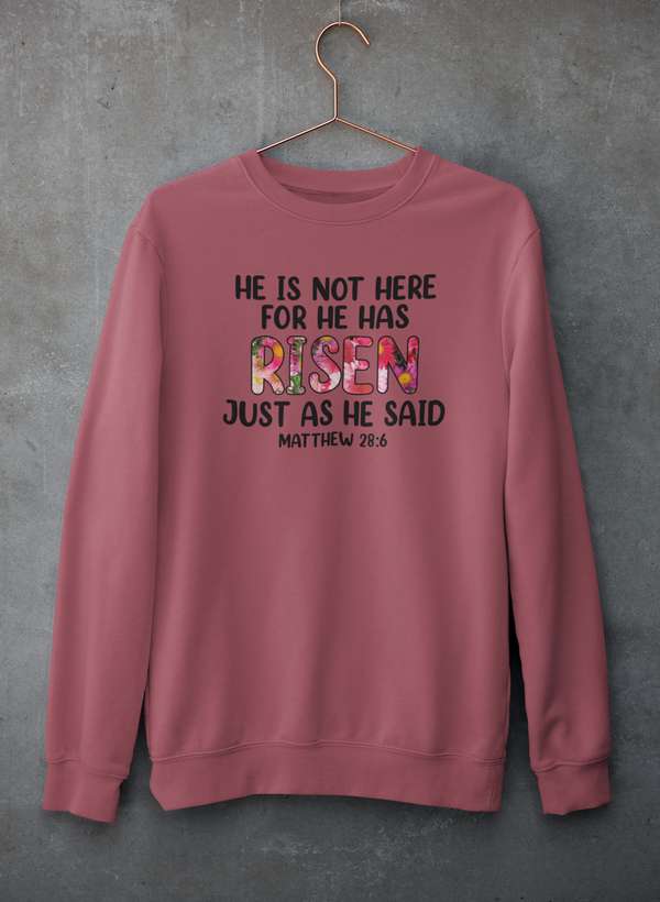 He Is Not Here For He Has Risen Sweat Shirt shopmerchmallow Virgin Teez - Black Hoodie