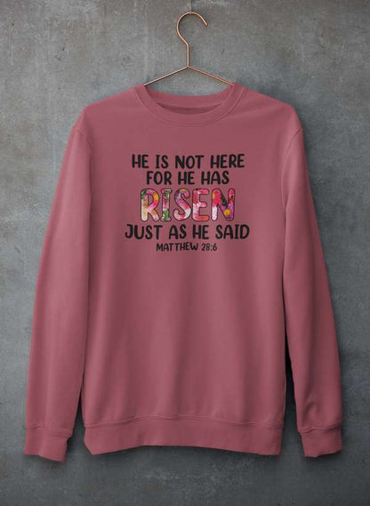 He Is Not Here For He Has Risen Sweat Shirt shopmerchmallow Virgin Teez - Black Hoodie