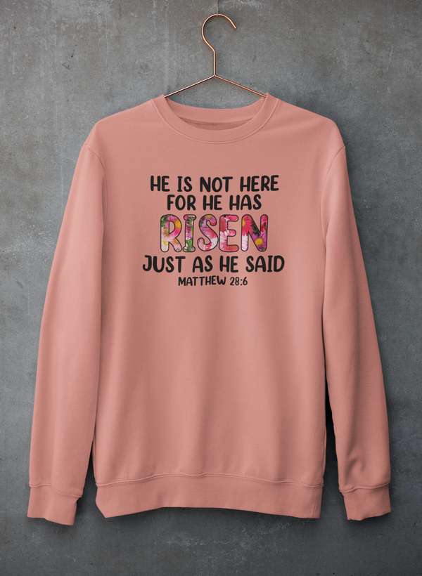 He Is Not Here For He Has Risen Sweat Shirt shopmerchmallow Virgin Teez - Black Hoodie
