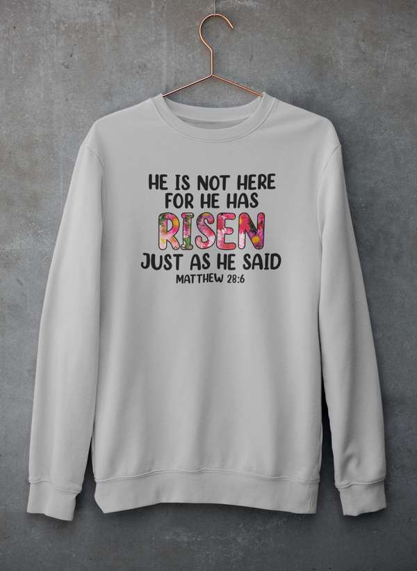 He Is Not Here For He Has Risen Sweat Shirt shopmerchmallow Virgin Teez - Black Hoodie
