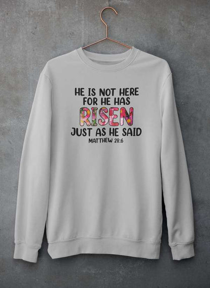 He Is Not Here For He Has Risen Sweat Shirt shopmerchmallow Virgin Teez - Black Hoodie
