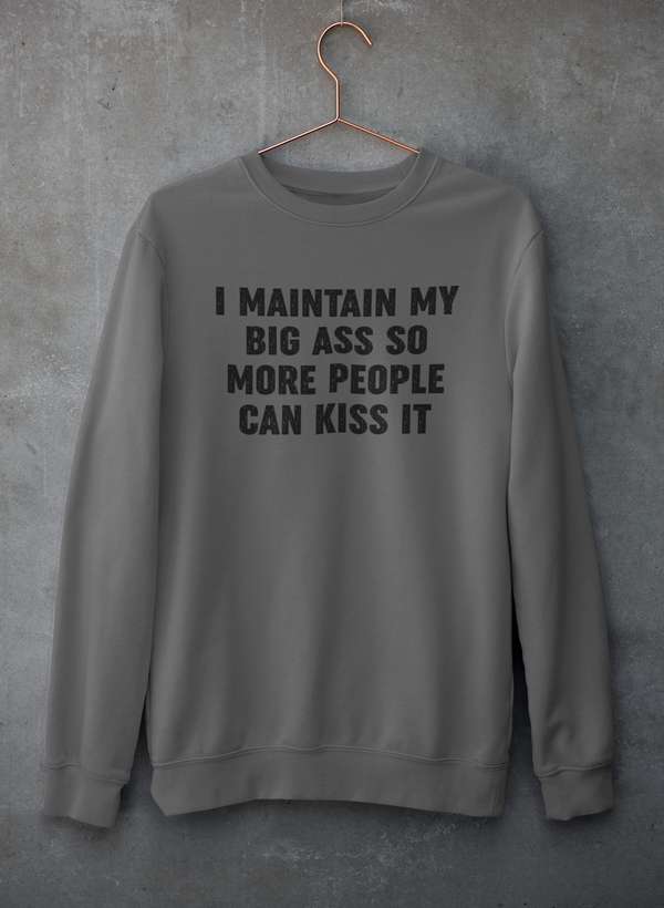 I Maintain It So More People Can Kiss It Sweat Shirt shopmerchmallow Virgin Teez - Black Hoodie