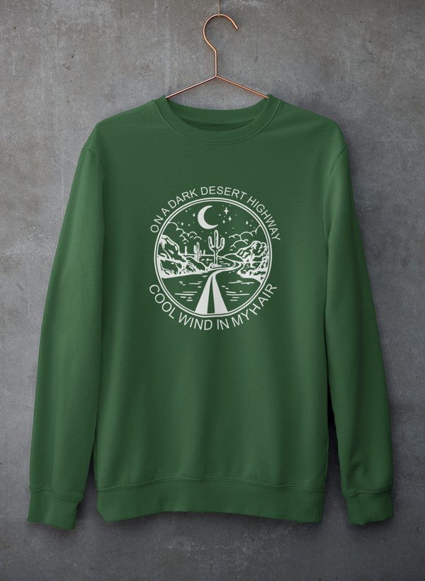 On A Dark Desert Highway Sweat Shirt shopmerchmallow Virgin Teez - Black Hoodie