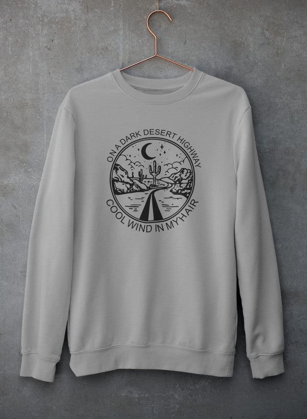 On A Dark Desert Highway Sweat Shirt shopmerchmallow Virgin Teez - Black Hoodie