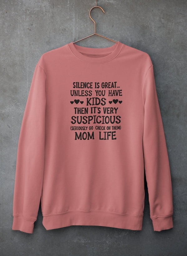 Silence Is Great Unless You Have Kids Sweat Shirt shopmerchmallow Virgin Teez - Black Hoodie