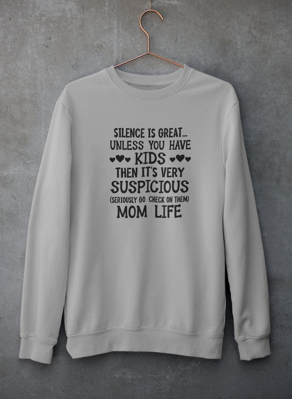 Silence Is Great Unless You Have Kids Sweat Shirt shopmerchmallow Virgin Teez - Black Hoodie