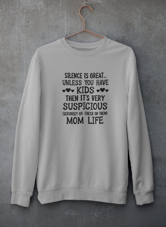 Silence Is Great Unless You Have Kids Sweat Shirt shopmerchmallow Virgin Teez - Black Hoodie
