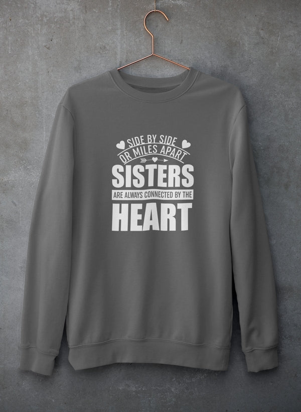 Side By Side Or Miles Apart Sisters Are Always Connected By The Heart Sweat Shirt shopmerchmallow Virgin Teez - Black Hoodie