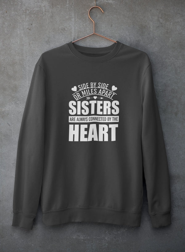 Side By Side Or Miles Apart Sisters Are Always Connected By The Heart Sweat Shirt shopmerchmallow Virgin Teez - Black Hoodie