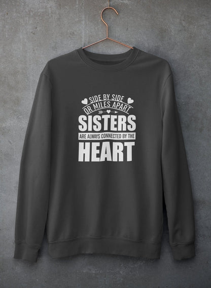 Side By Side Or Miles Apart Sisters Are Always Connected By The Heart Sweat Shirt shopmerchmallow Virgin Teez - Black Hoodie