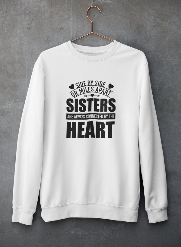 Side By Side Or Miles Apart Sisters Are Always Connected By The Heart Sweat Shirt shopmerchmallow Virgin Teez - Black Hoodie