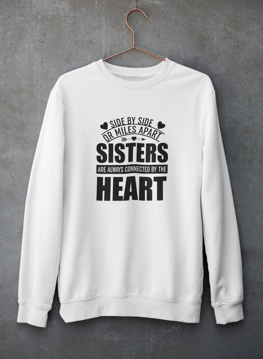 Side By Side Or Miles Apart Sisters Are Always Connected By The Heart Sweat Shirt shopmerchmallow Virgin Teez - Black Hoodie