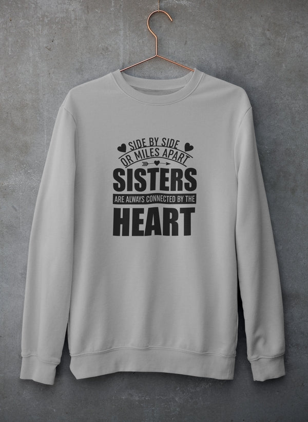 Side By Side Or Miles Apart Sisters Are Always Connected By The Heart Sweat Shirt shopmerchmallow Virgin Teez - Black Hoodie