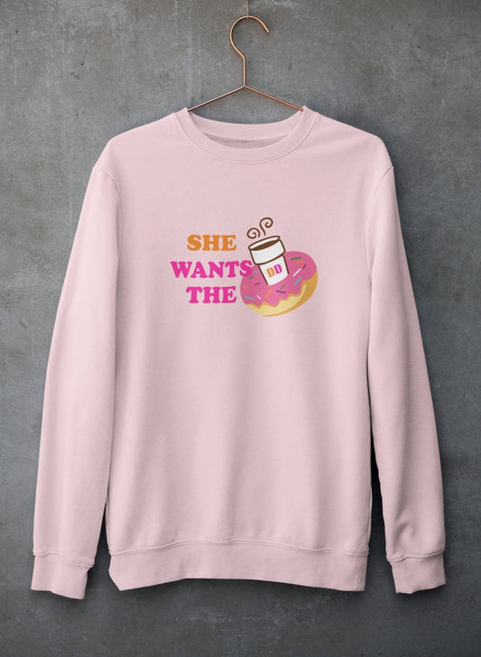 She Wants Donuts Sweat Shirt shopmerchmallow Virgin Teez - Black Hoodie