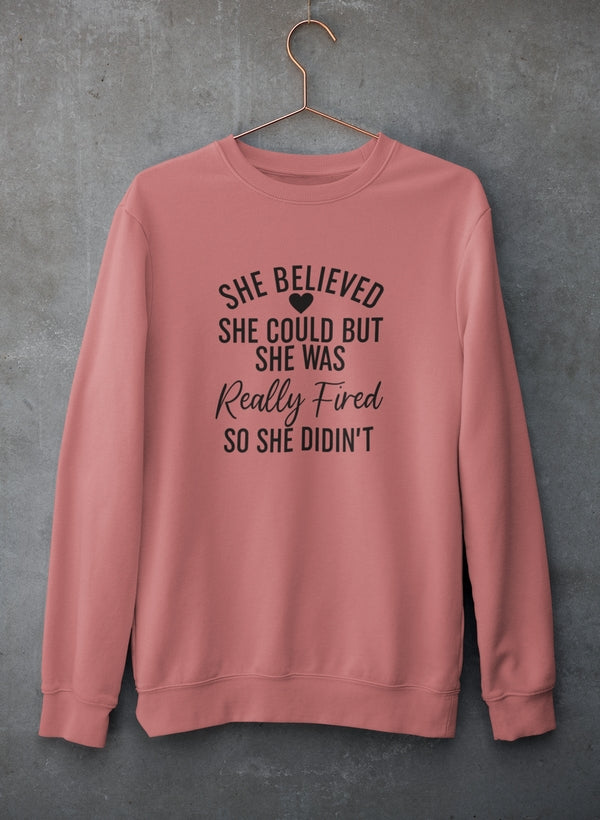 She Believed She Could Sweat Shirt shopmerchmallow Virgin Teez - Black Hoodie