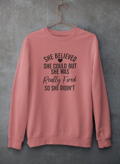 She Believed She Could Sweat Shirt shopmerchmallow Virgin Teez - Black Hoodie