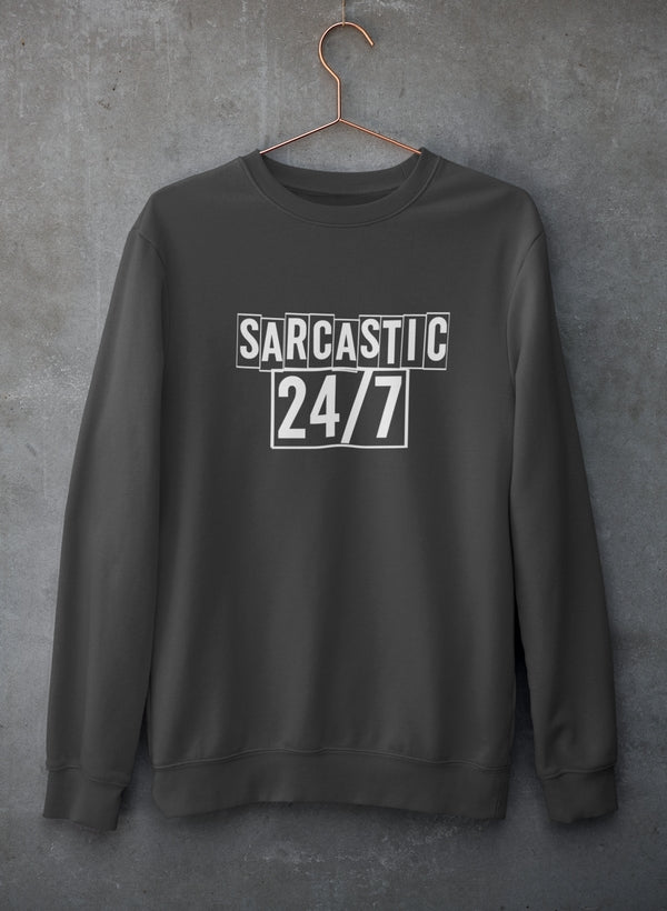 Sarcastic 24/7 Sweat Shirt shopmerchmallow Virgin Teez - Black Hoodie